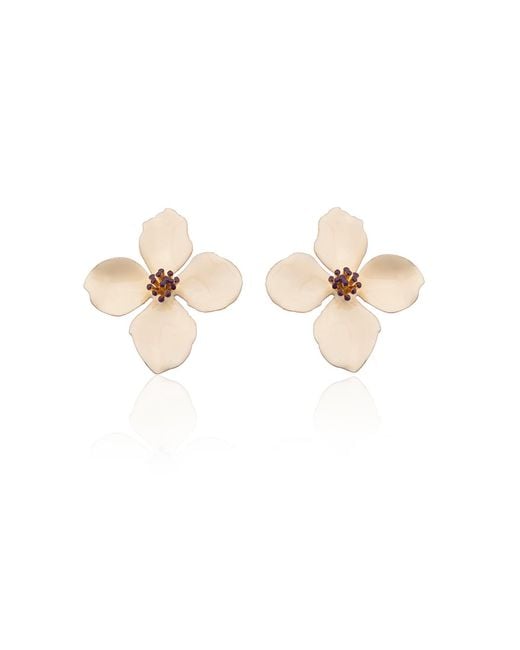 Milou Jewelry Natural Neutrals Cream Clover Flower Earrings