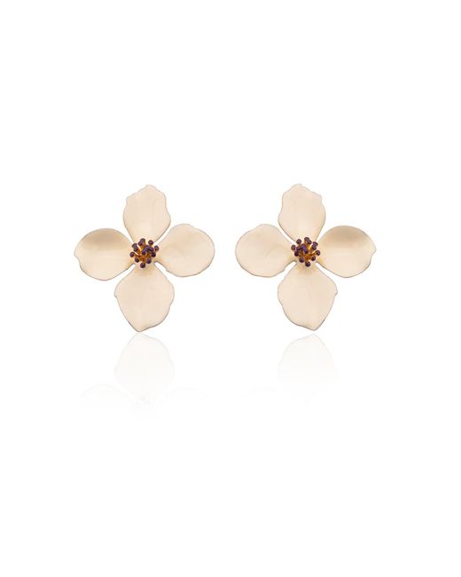 Milou Jewelry Natural Neutrals Cream Clover Flower Earrings