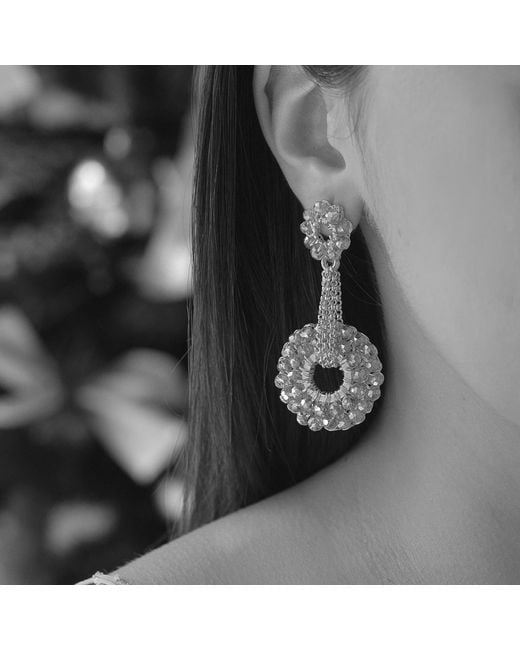 Lavish by Tricia Milaneze Metallic Neutrals Pearl & Snowdrop Handmade Earrings