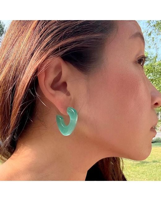 Hye Jane Jewelry Blue Lina Aqua Catseye Hoops