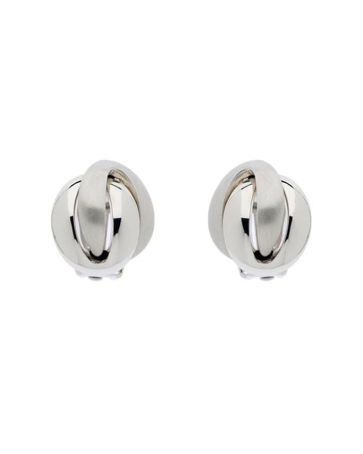 Emma Holland Jewellery Metallic Platinum Satin Knot Clip On Earrings
