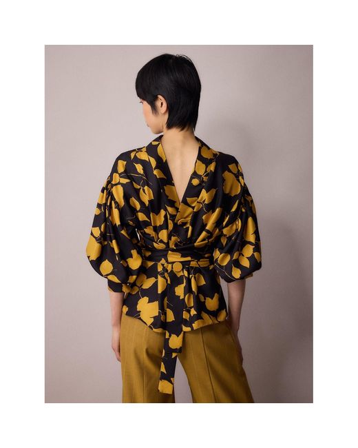 Amanda Thompson Couture Yellow Wren Blouse And Floral