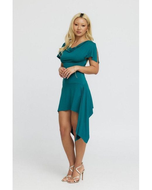 Why Mary Green Athena Asymmetrical Backless Mini Dress