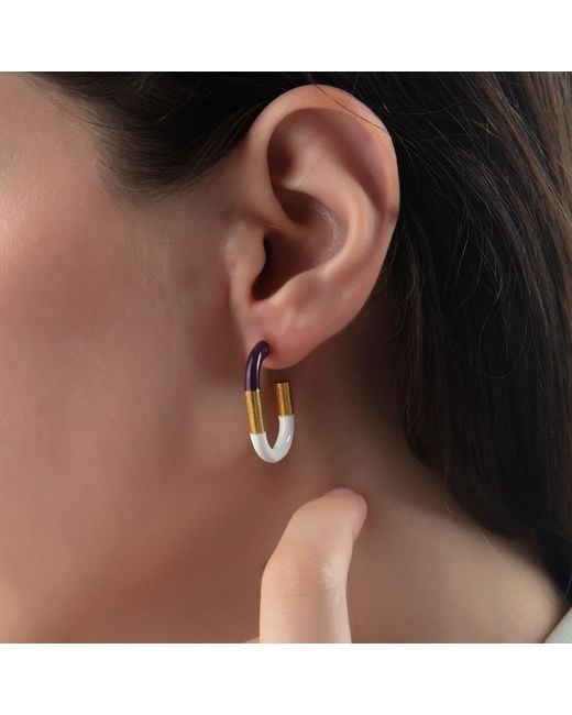 Milou Jewelry White Sophia Hoop Earrings