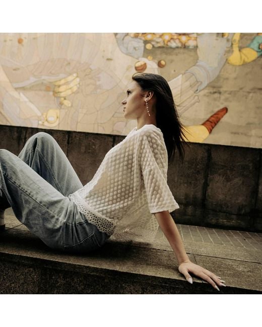 Oh!Zuza White Polka Dot Tee With Lace