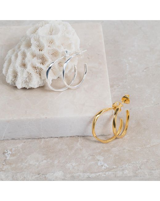 Auree Jewellery Metallic Ronda Piccolo Polished Sterling Hoop Earrings