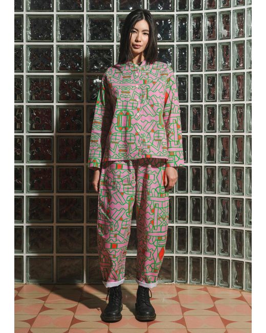Wild Clouds Multicolor Organic Cotton & Linen Balloon Trousers
