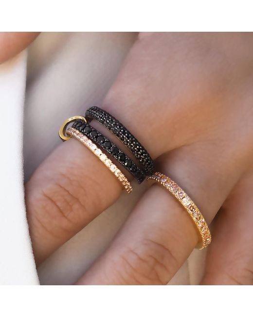 SALLY SKOUFIS Black Complete Ring With Made Cz Diamond Stimulant