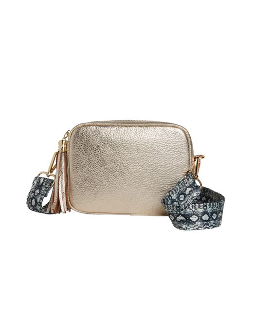 Betsy & Floss Leather Verona Crossbody Gold Tassel Bag With Snake Print
