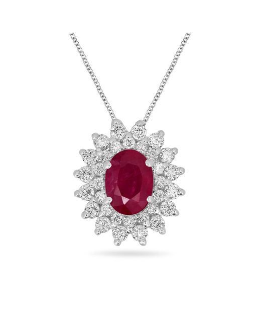 Artisan Red Ruby & Diamond Oval Pendant