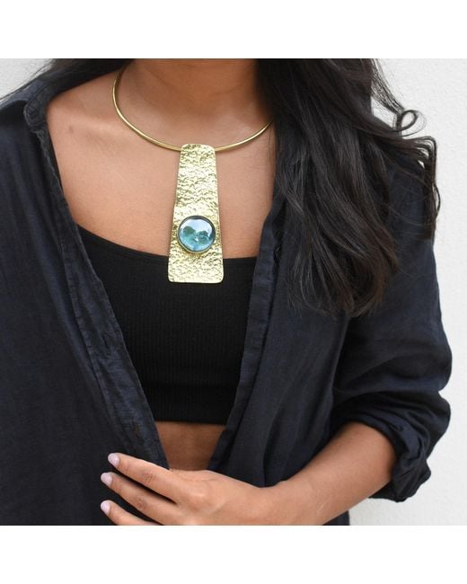 Lala Salama Metallic Hammered Brass Choker