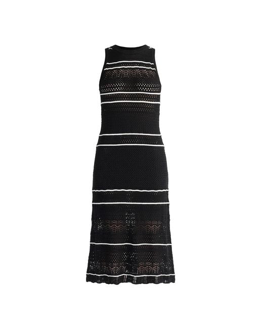 Paisie Black Contrast Detail Pointelle Knitted Dress