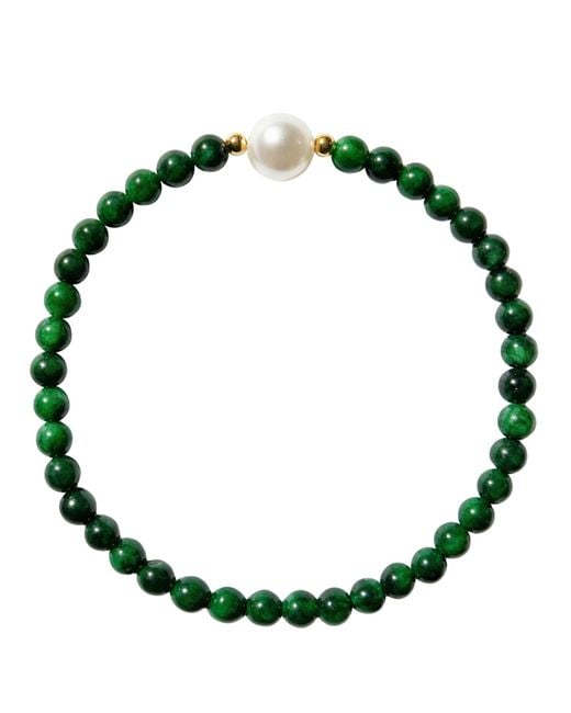 seree Green Clara Pearl And Chalcedony Beaded Bracelet