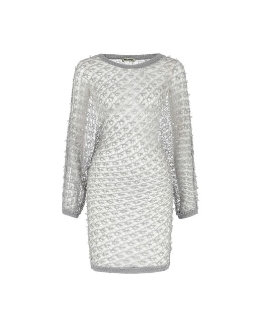 Nocturne White Beaded Mesh Knit Top