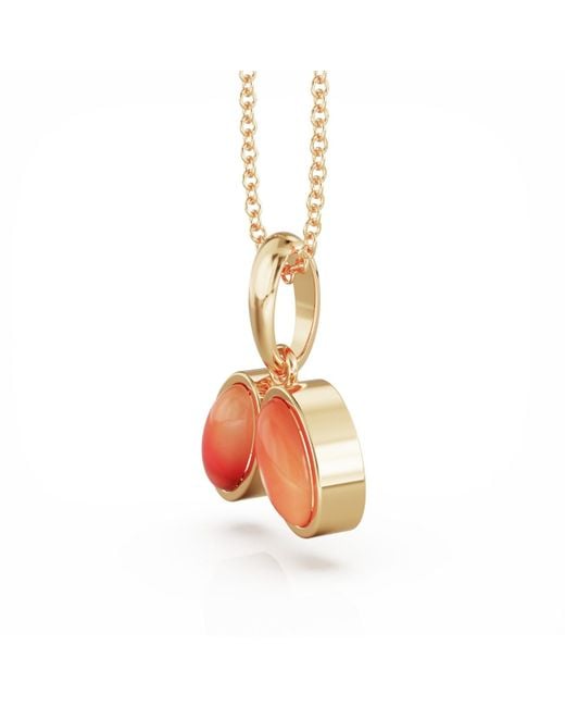 Linda Fiore Metallic You & Me Baby Vermeil Necklace With Carnelian