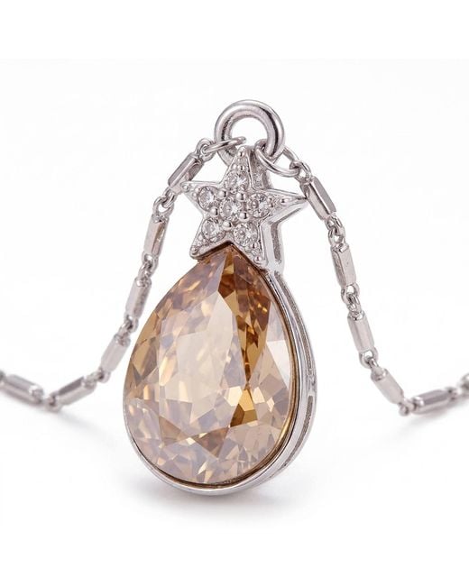 Modenaire Metallic Topaz Teardrop Star Pendant Necklace