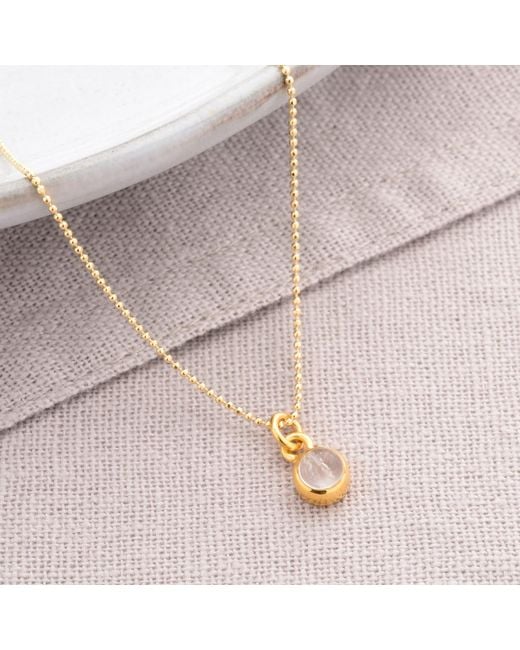Nellou Jewellery Metallic Neutrals Gem Dot Birthstone Necklace Crystal April Plated Sterling