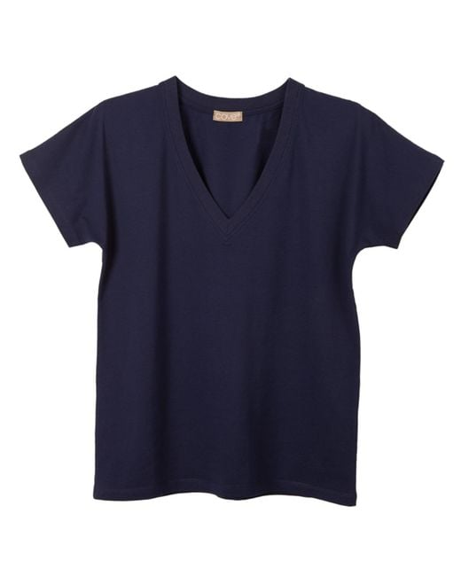 Cove Blue V Neck Short Sleeve Cotton T-Shirt