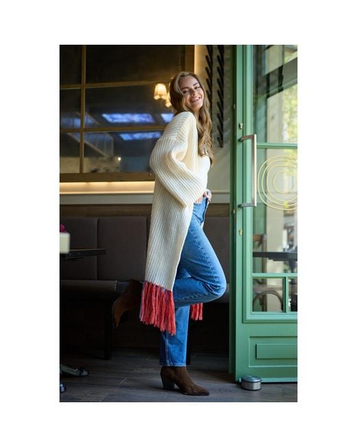 Saachi Red Tassel Knit Kimono