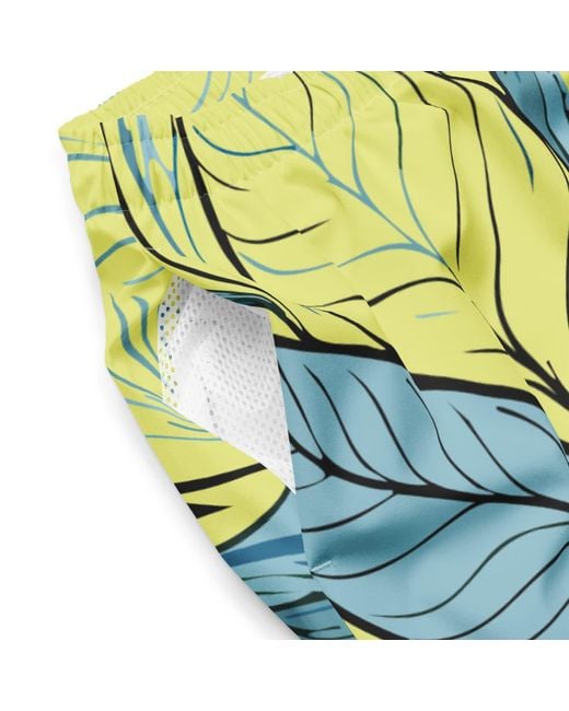 Anchor and Crew Yellow Exotic Leaves Pattern Recycled Fabric Swim Shorts for men