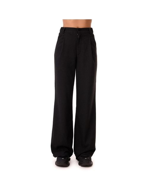 Mandragora Black Woolen Trousers With Straight Legs And Pleats