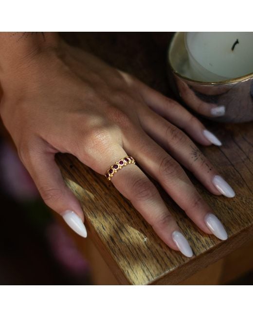 Ebru Jewelry Metallic Majestic Ruby Adjustable Statement Ring
