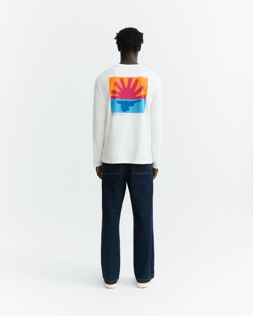 Thinking Mu White Mediterranean Sunrise Emilio Long-Sleeve T-Shirt for men