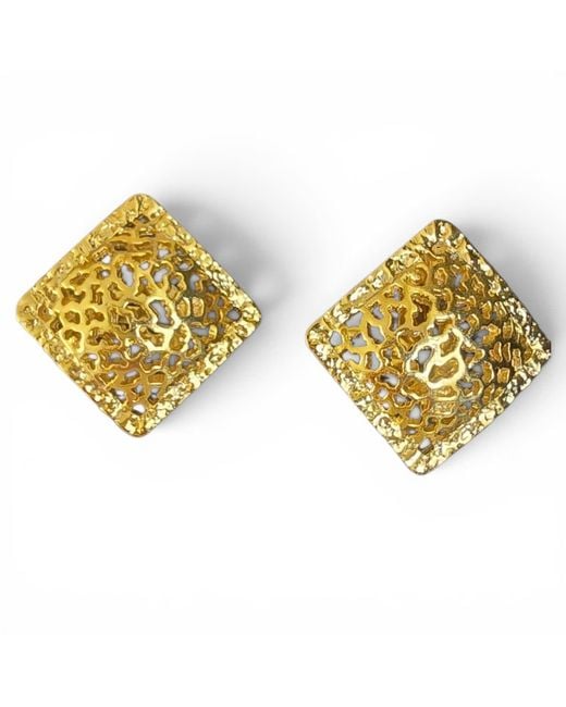 Vstyle Yellow Vintage-Tone Openwork Statement Earrings