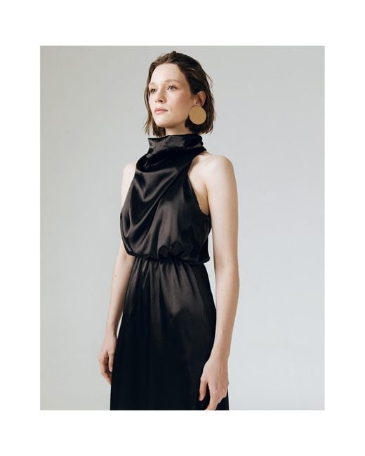 Ats the Label Black Amelia Ruffle Neck Dress