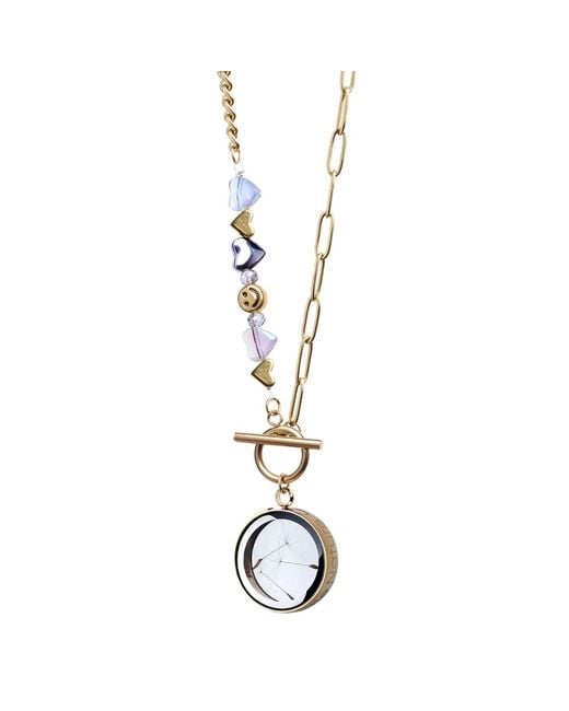 My Little Nature Metallic Dandelion Necklace With Beaded Chain 18K Plated Chain