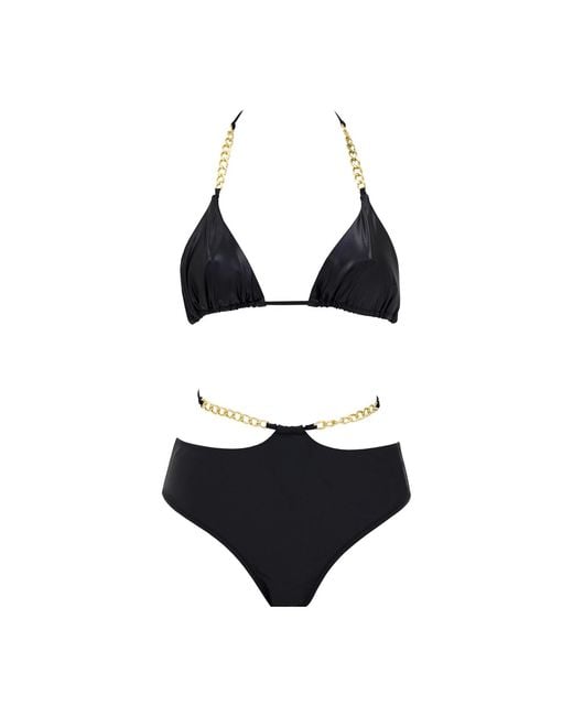 Aulala Paris Black Vintage Glam Golden Chain Bikini
