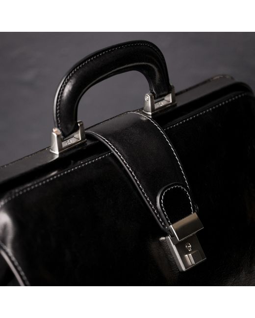 Time Resistance Black Small Leather Doctor Bag For