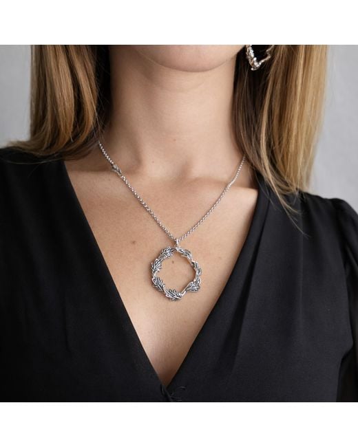 Unaloe Metallic Antigua Sterling Necklace With Leaf Circle Pendant – Nature Inspired Elegant Jewelry For