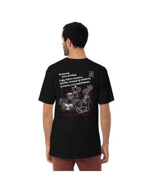 Anchor and Crew Black Gustatory Originals Postcards From Sunday Heavy Cotton Embroidered T-Shirt for men