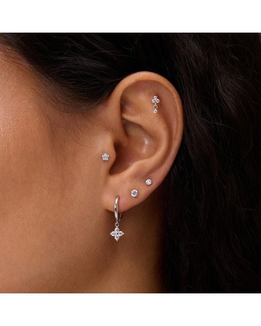 Vanhi White 3Mm Martini Set Threadless Flat Back Titanium Cartilage Stud