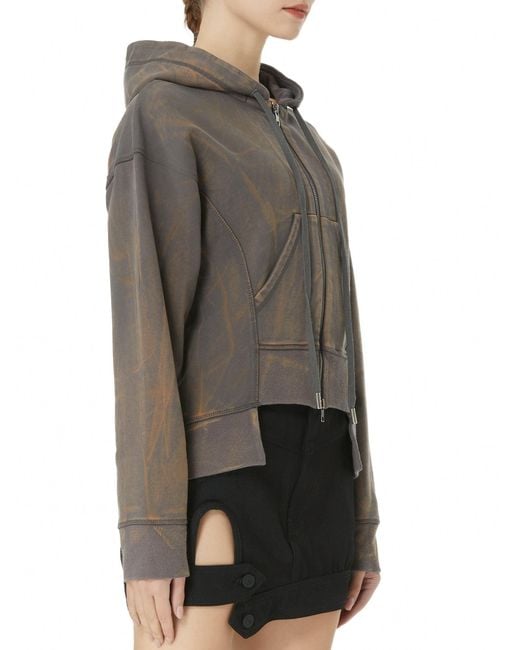 Gao Republic Green Neutrals Hoodie Zip-Front Panelled Jersey Acid