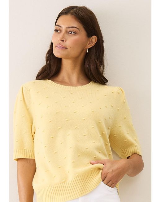 Loop Cashmere Yellow Bobble Puff Sleeved Sweater
