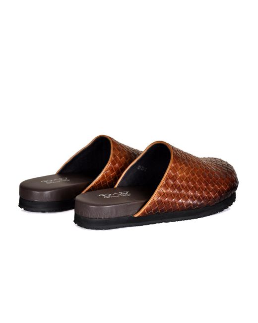 DAVID WEJ Brown Lorenzo Handmade Woven Mules for men