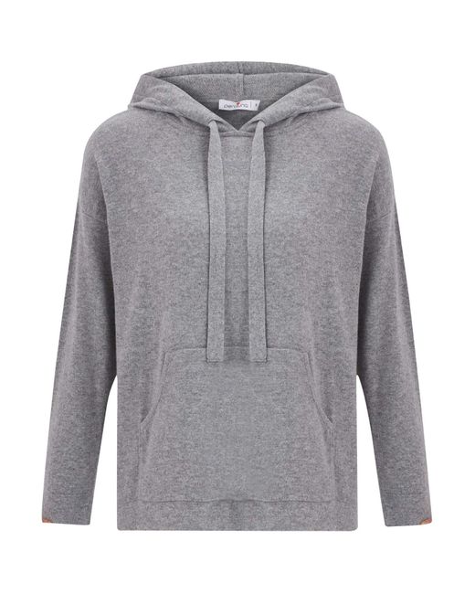 Peraluna Gray Cashmere Blend Knit Hoodie Pullover Sweater