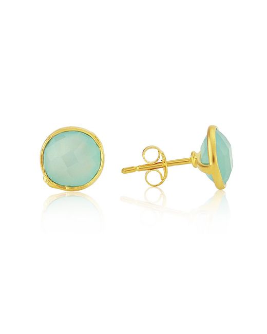 Auree Jewellery Blue Savanne Vermeil & Aqua Chalcedony Stud Earrings
