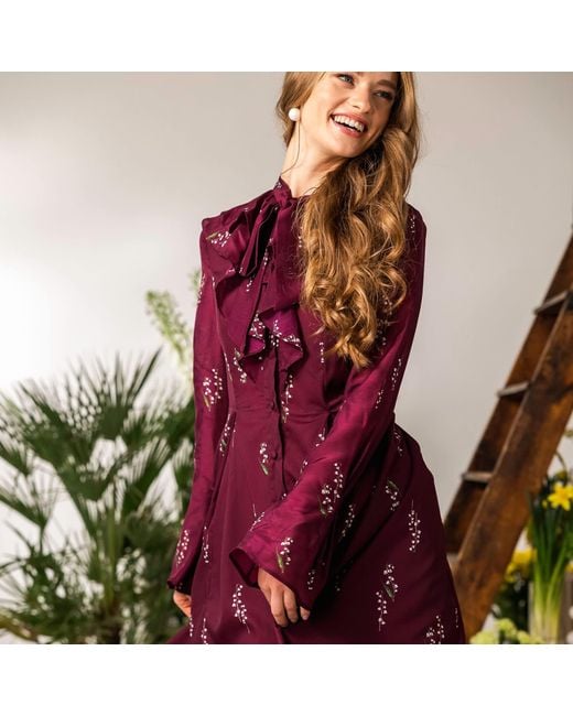 RainSisters Red Floral Midi Dress With Ruffles: Hearts Desire