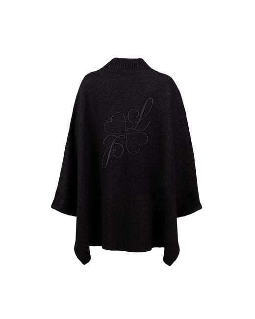 House of Laines London Black Laines Couture Wool Blend Zip Cape