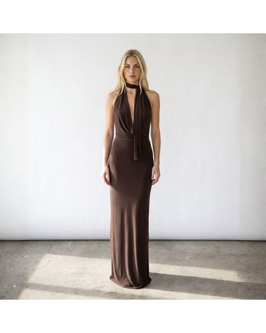 Alia Studio Brown Frisson Maxi Dress