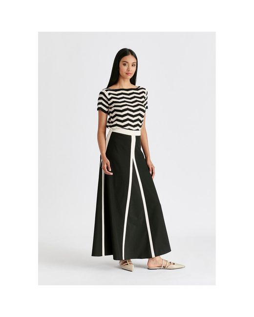 Paisie Black Contrast Trim Maxi Skirt
