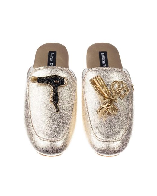 Laines London Metallic Classic Mules With Hairdresser Brooches