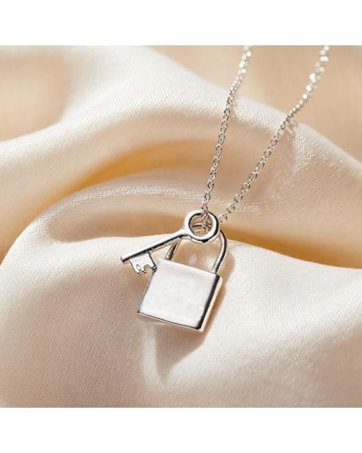 Posh Totty Designs Metallic Sterling Lock & Key Charm Necklace