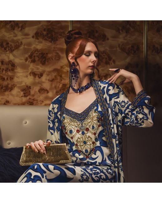 Ana Luisa Blue Santorini Inspired Open-Front Kaftan