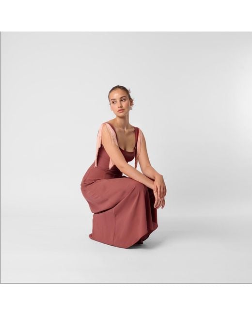 Sanctumum Red Clementine Jumpsuit With Fringe Detail