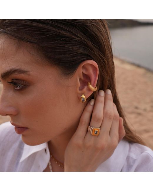 LINYA JEWELLERY Yellow Lina Drop Stone Huggie Earrings