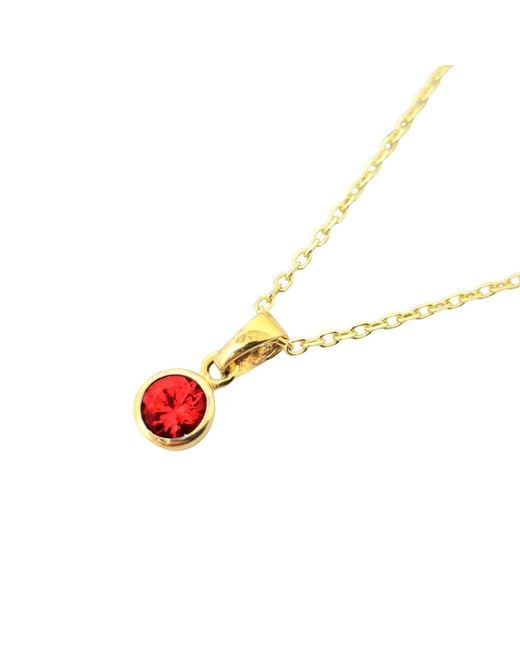 Harfi White Mini Round Garnet January Birthstone Pendant Necklace